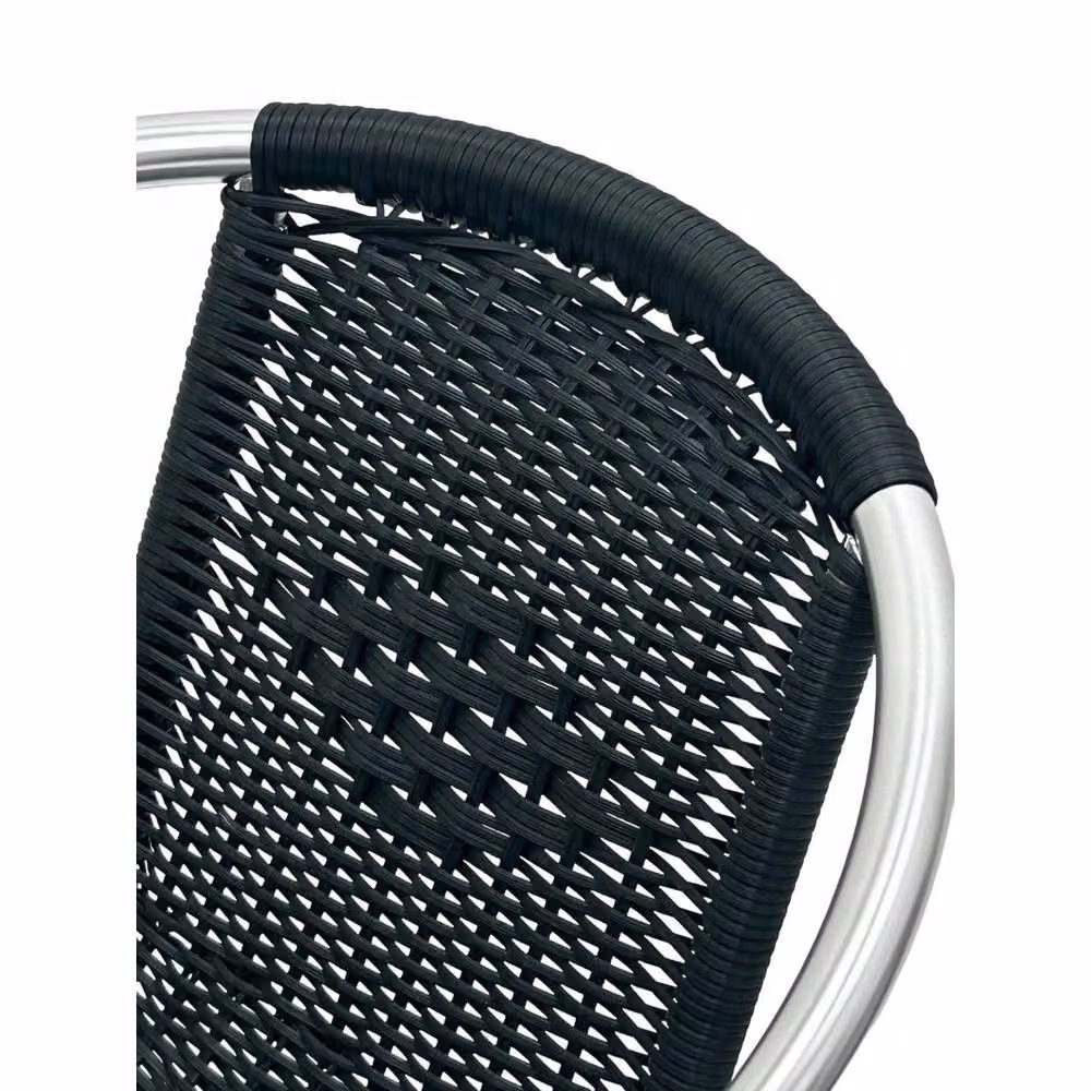 NESTLUNE Black Rattan Garden Chair with Armrests – 3