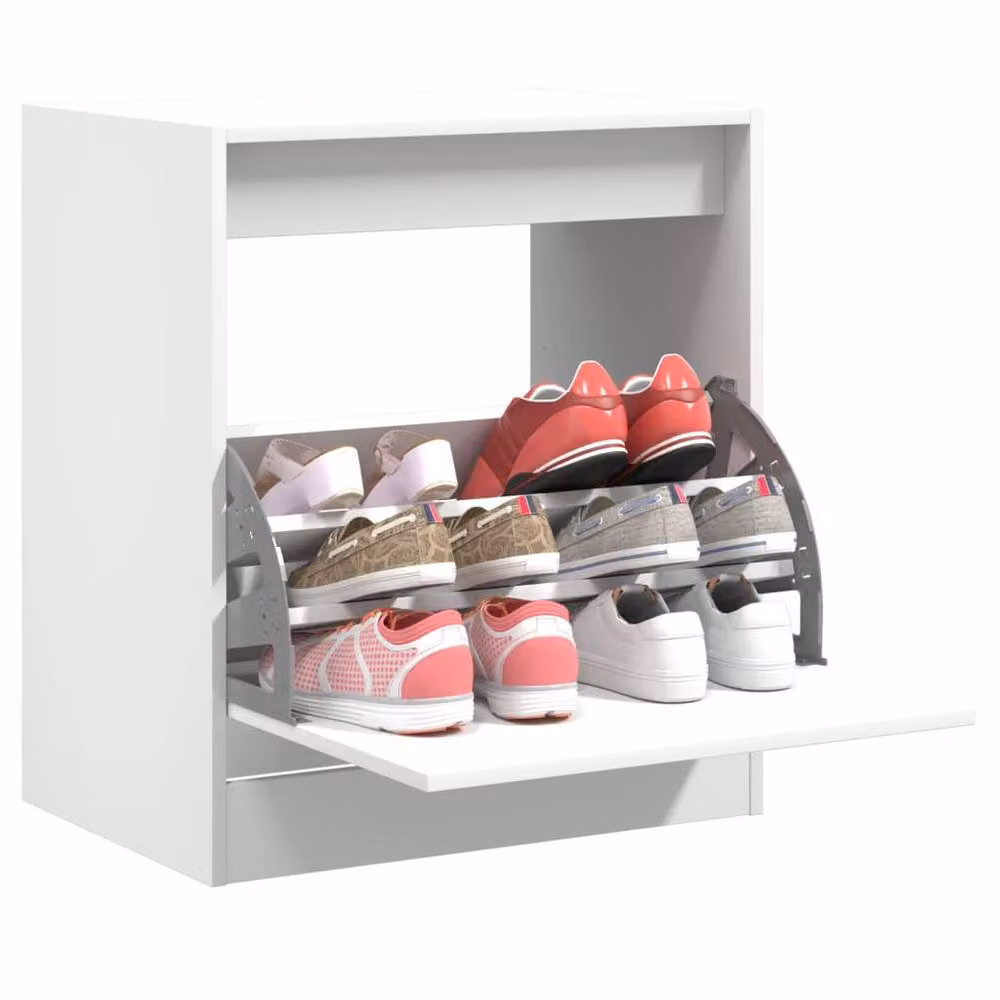 Berkfield Home White Minimalist Shoe Cabinet W: 60 cm, D: 42 cm, H: 69 cm