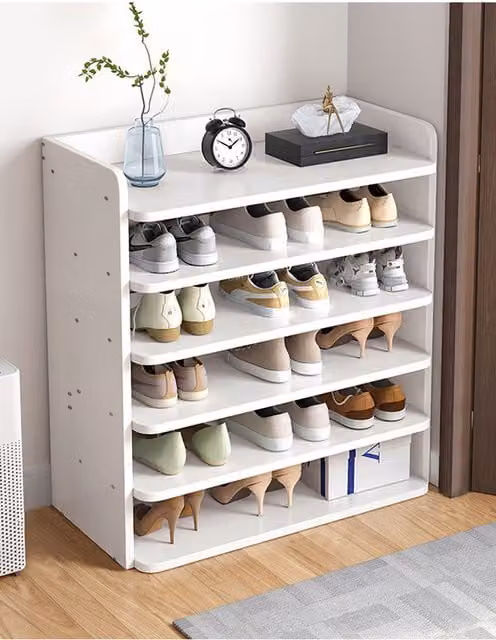 Living and Home 6-Tier Wooden Shoe Cabinet in White, Width: 62 cm – 1