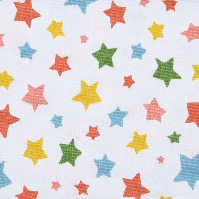 Homescapes Multicolour Pink Pure Cotton Stars Fabric, 150cm Wide