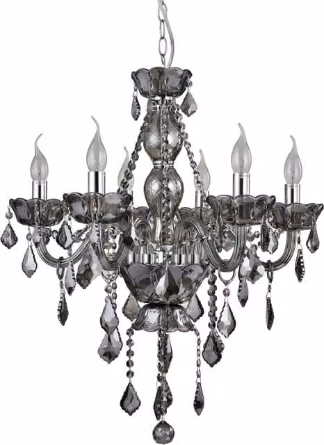 Orsina by Interiors by Premier 8 Bulb Glass and Crystal Chandelier in Grey and Silver