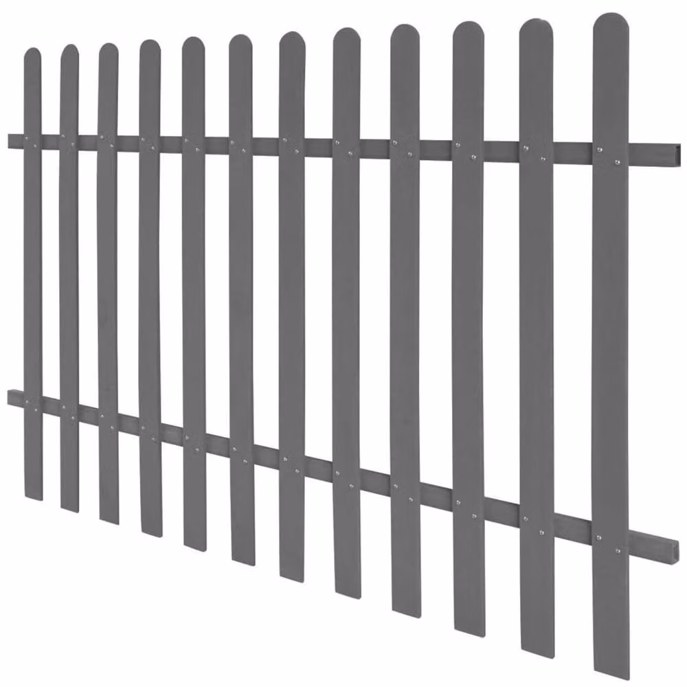 Berkfield Home Grey WPC Palisade Picket Fence, W: 200 cm, H: 120 cm – 2