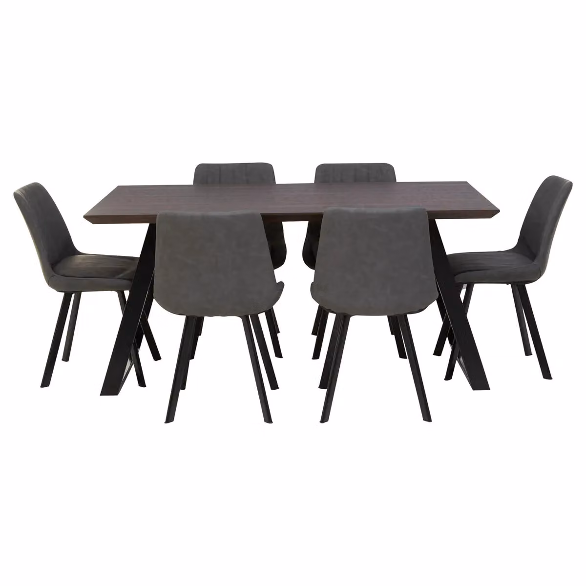 Orsina Westford 7-Piece Rectangular Dining Set with Wood Table and 6 Chairs in Brown, Grey and Black – 3