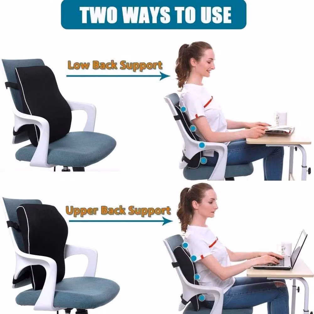 KORVIXA Memory Foam Back Support Cushion in Black, Contoured Wedge Design, W: 120 cm, D: 150 cm – 2