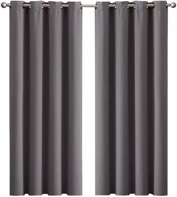 VOGREX 2-Piece Grey Thermal Blackout Curtains with Eyelets, Machine Washable – 1