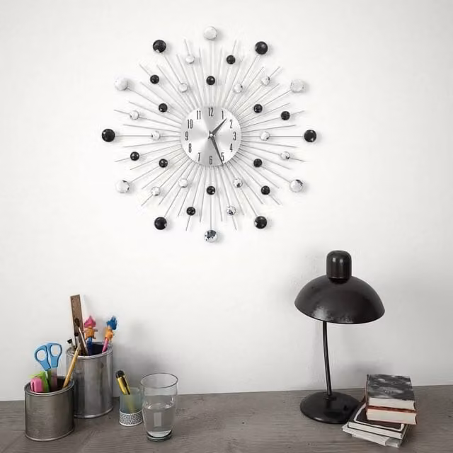 Berkfield Home Modern Round Wall Clock with Quartz Movement in Silver, Diameter: 50 cm – 1