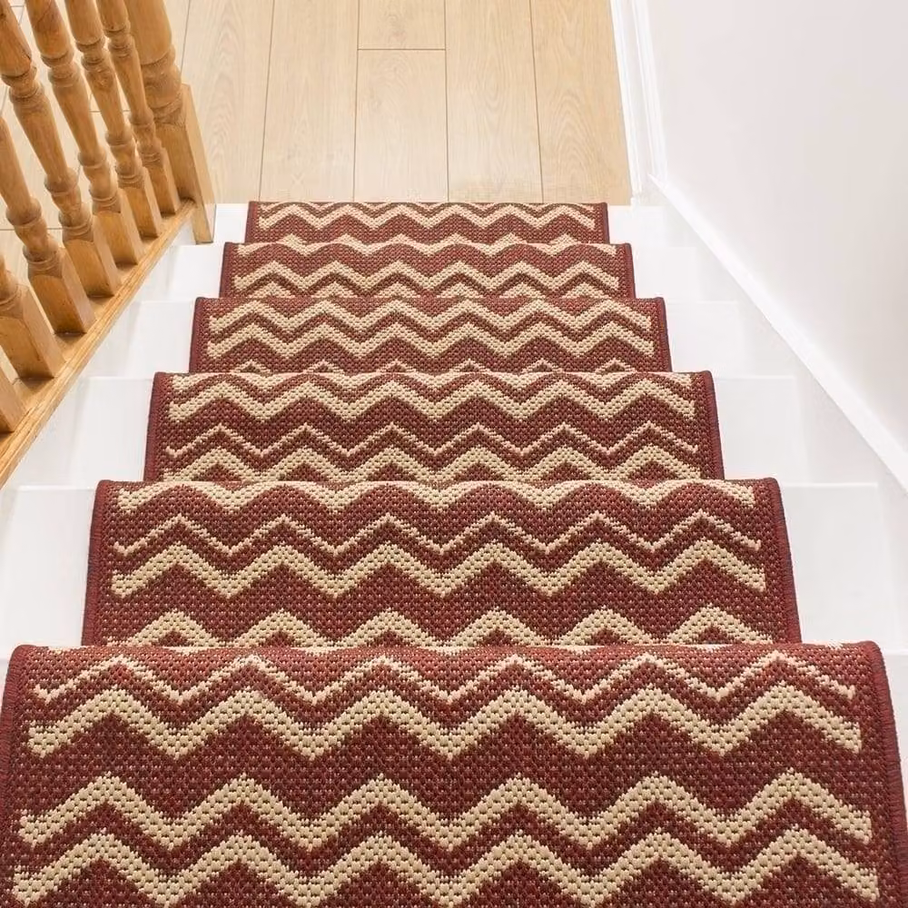 runrug Chevron Red Non-Slip Stair Runner Carpet, W: 66 cm, L: 480 cm – 4