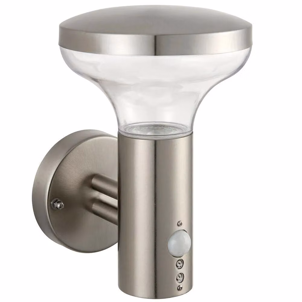 Loops 2 Pack IP44 Outdoor LED Wall Lamp with Motion Sensor in Stainless Steel, Cool White – 2