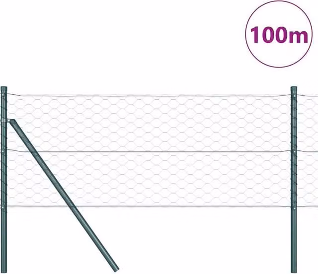 Berkfield Home Green Powder-Coated Steel Hexagon Fence, 0.8 x 100 m – 1