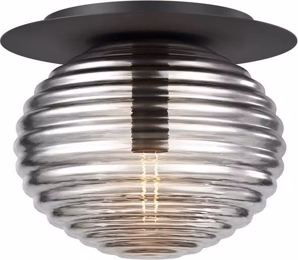 Netlighting Reels Modern Globe Ceiling Light in Black with Smoky Glass Shade and E27 Socket – 1