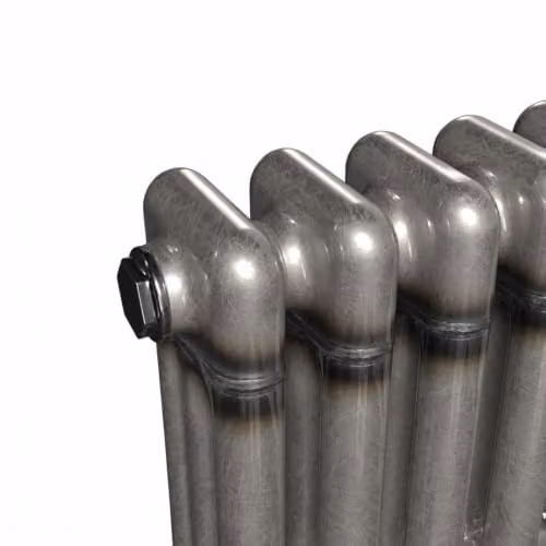 Lux Heat Vertical 3 Column Traditional Radiator in Silver Grey Bare Metal Lacquer, H 150 cm x W 29 cm – 3