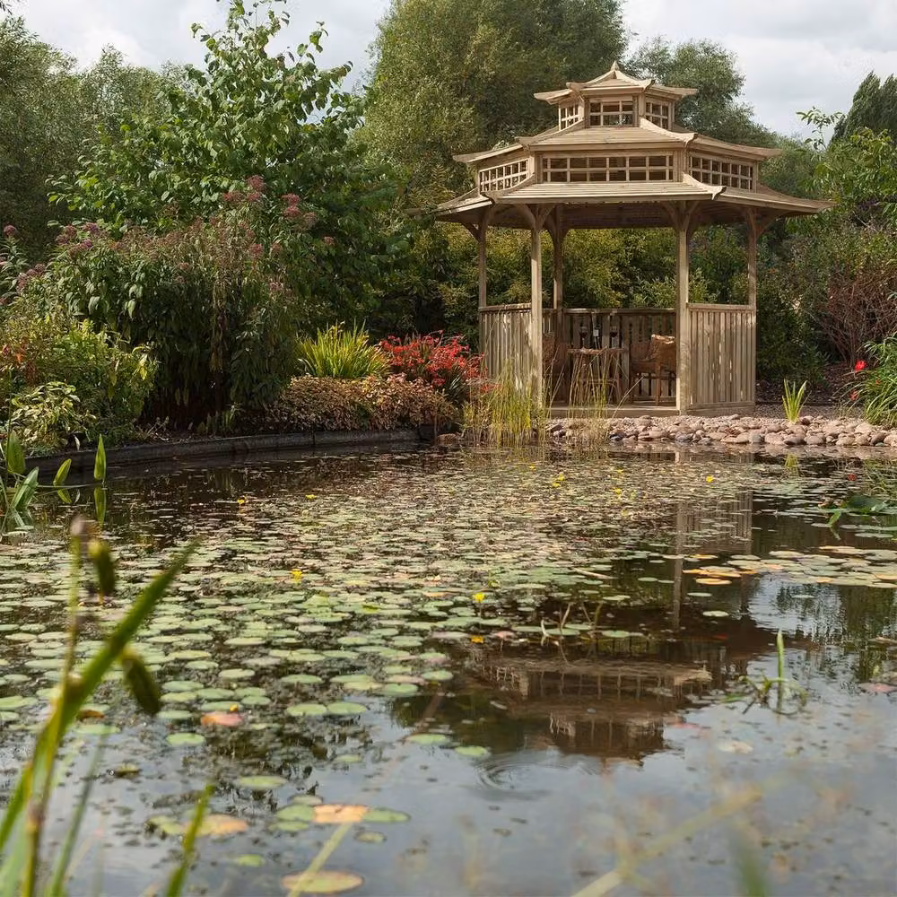 Rowlinsons Oriental Pagoda in Brown, Pressure Treated Wood, W: 402.5 cm, D: 329 cm, H: 332 cm – 3
