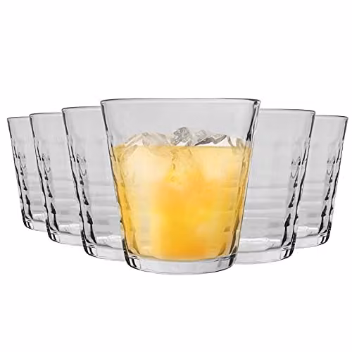 Duralex Prisme Geometric Glass Tumblers, 275ml, Transparent, Pack of 12