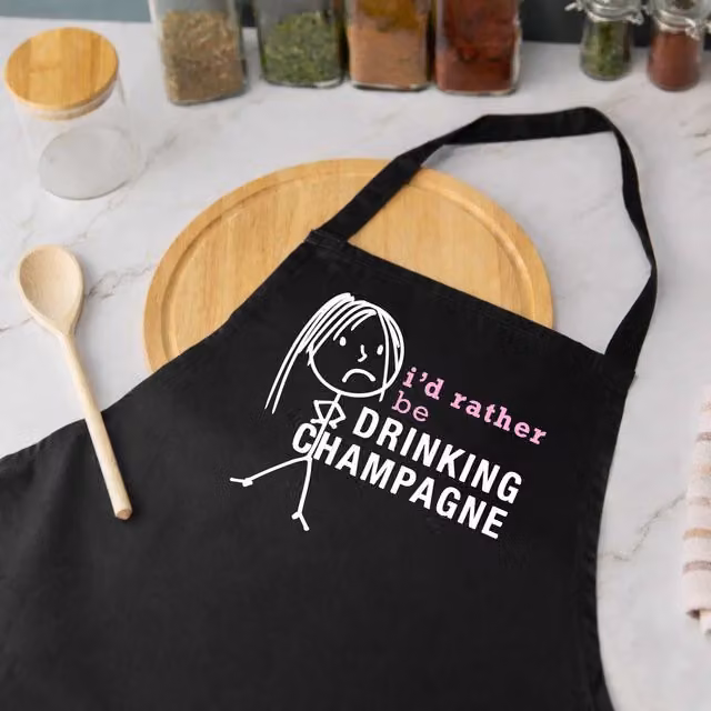 60 Second Makeover Women's I'd Rather Be Drinking Champagne Apron in Black