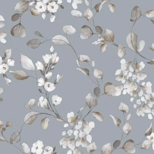 Rasch Rosalie Floral Botanical Wallpaper in Sage Green and Purple, W/H: 53.0 x 53.0 cm – 1