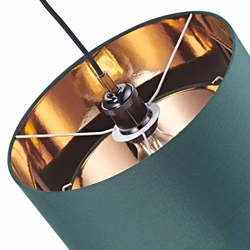 Happy Homewares Modern Round Cotton Fabric Ceiling Pendant Lamp Shade in Green with Copper Inner, W: 18 cm, H: 25 cm – 4