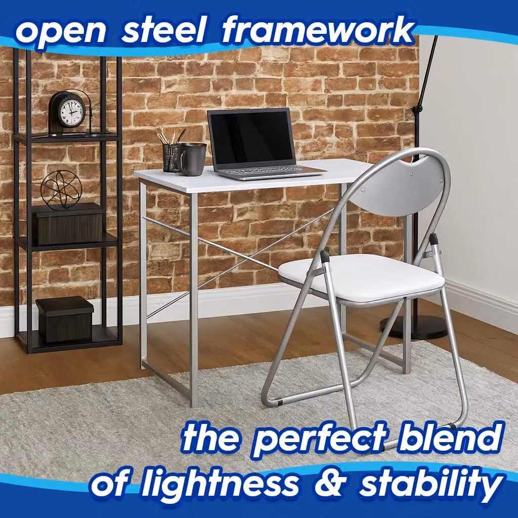 Harbour Housewares Industrial Office Desk and Chair Set in White – 2