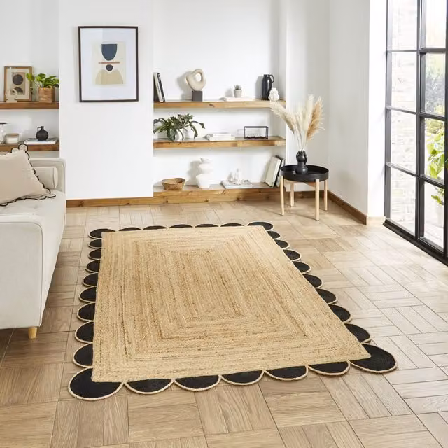 The Rug Shop UK Beige Handmade Plain Jute Modern Area Rug W: 200 cm, D: 290 cm – 1