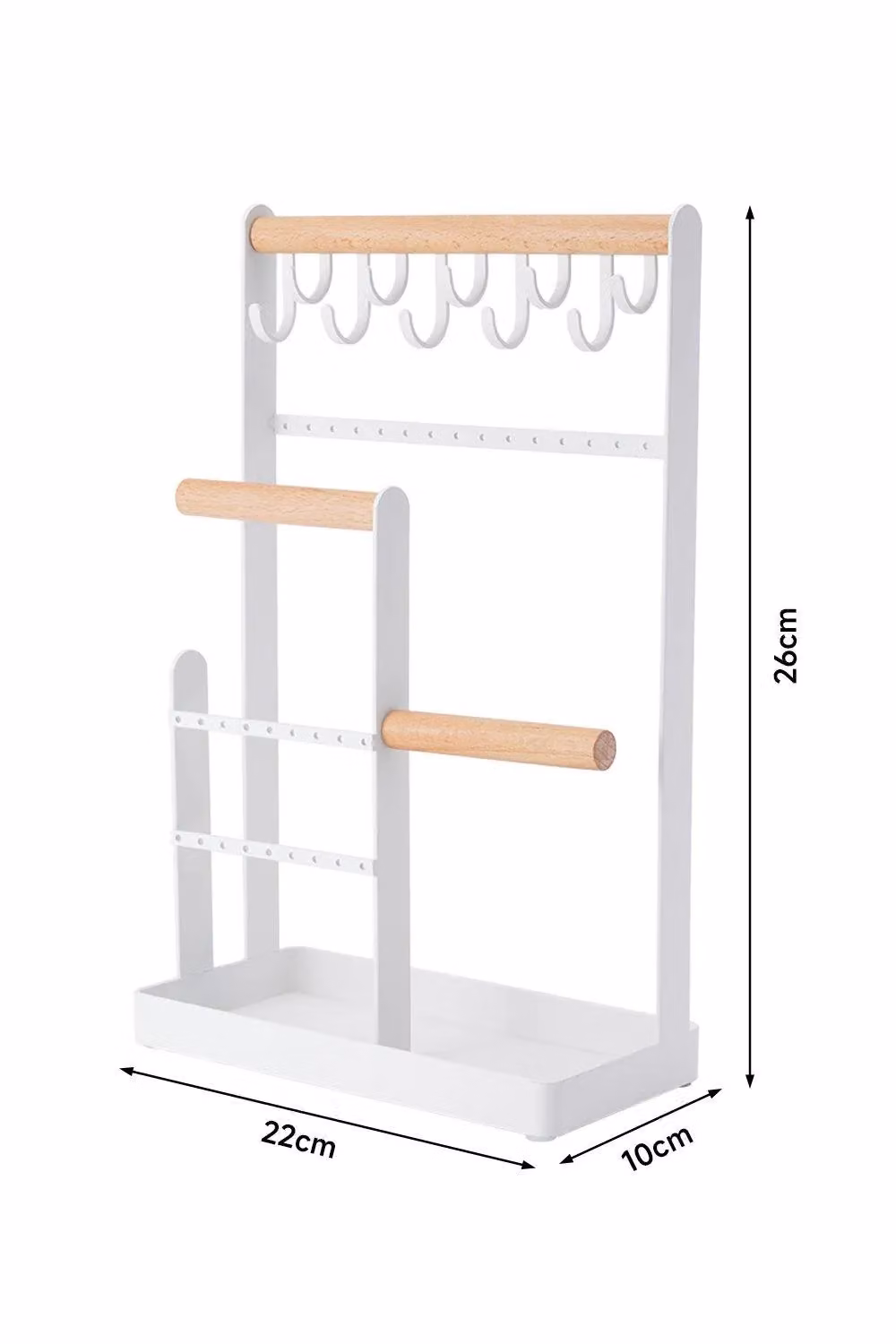 H&O Direct White Wooden Jewellery Organiser Display Stand with Shelf – 2