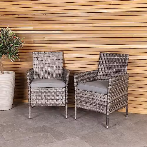 Charles Bentley Pair of Grey Rattan Dining Chairs W/D/H: 60 x 60 x 86 cm – 5