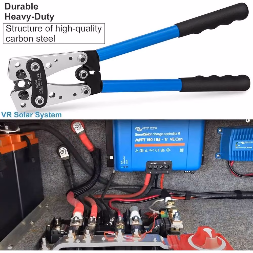 NESTLUNE Heavy Duty Battery Cable Crimping Tool for Wire Lugs, Blue, Length: 52 cm – 3