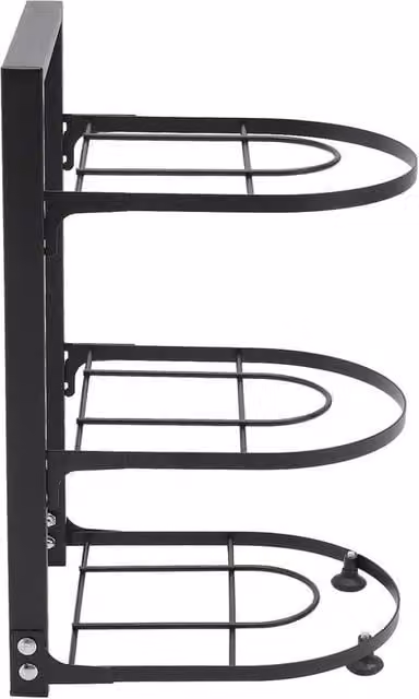 KORVIXA 3 Tier Metal Kitchen Pan and Pot Stand Rack Holder in Black, W/D/H: 100 x 100 x 100 cm – 1