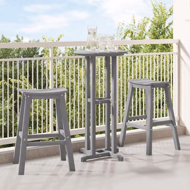 Berkfield Home 3 Piece Garden Bar Set in Light Grey HDPE – 1
