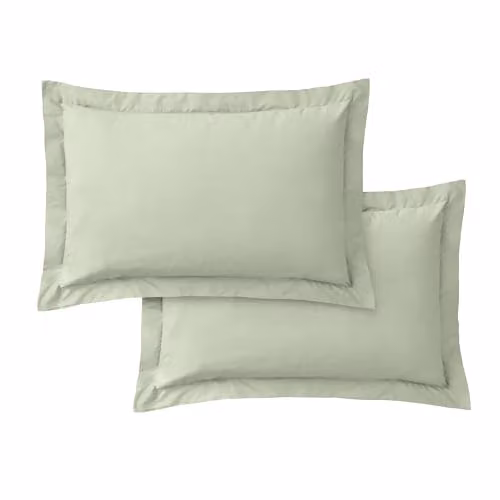 Bianca 200 Thread Count Cotton Percale Oxford Pillowcase Pair, Green, W/D/H: 50 x 75 cm – 2