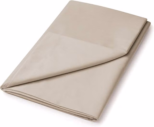 Helena Springfield Plain Dye 180TC Cotton Percale Flat Sheet in Beige, W: 180 cm, D: 200 cm