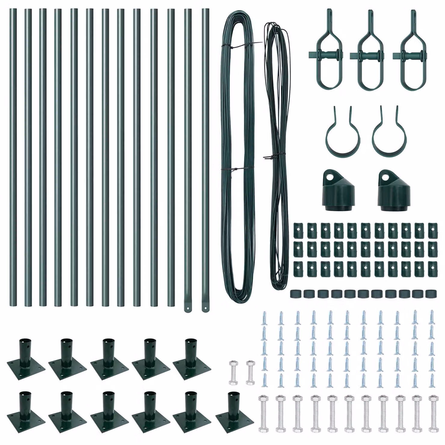 Berkfield Home Set of 13 Green Round Concrete and Galvanised Steel Fence Posts, W/D/H: 3.2 x 3.2 x 90 cm – 4