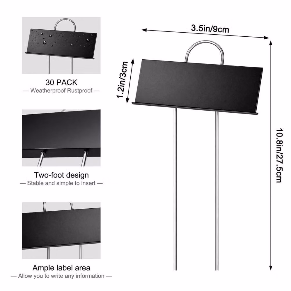 VOGREX 30 Reusable Metal Plant Labels in Black for Outdoor and Indoor Gardens – 2