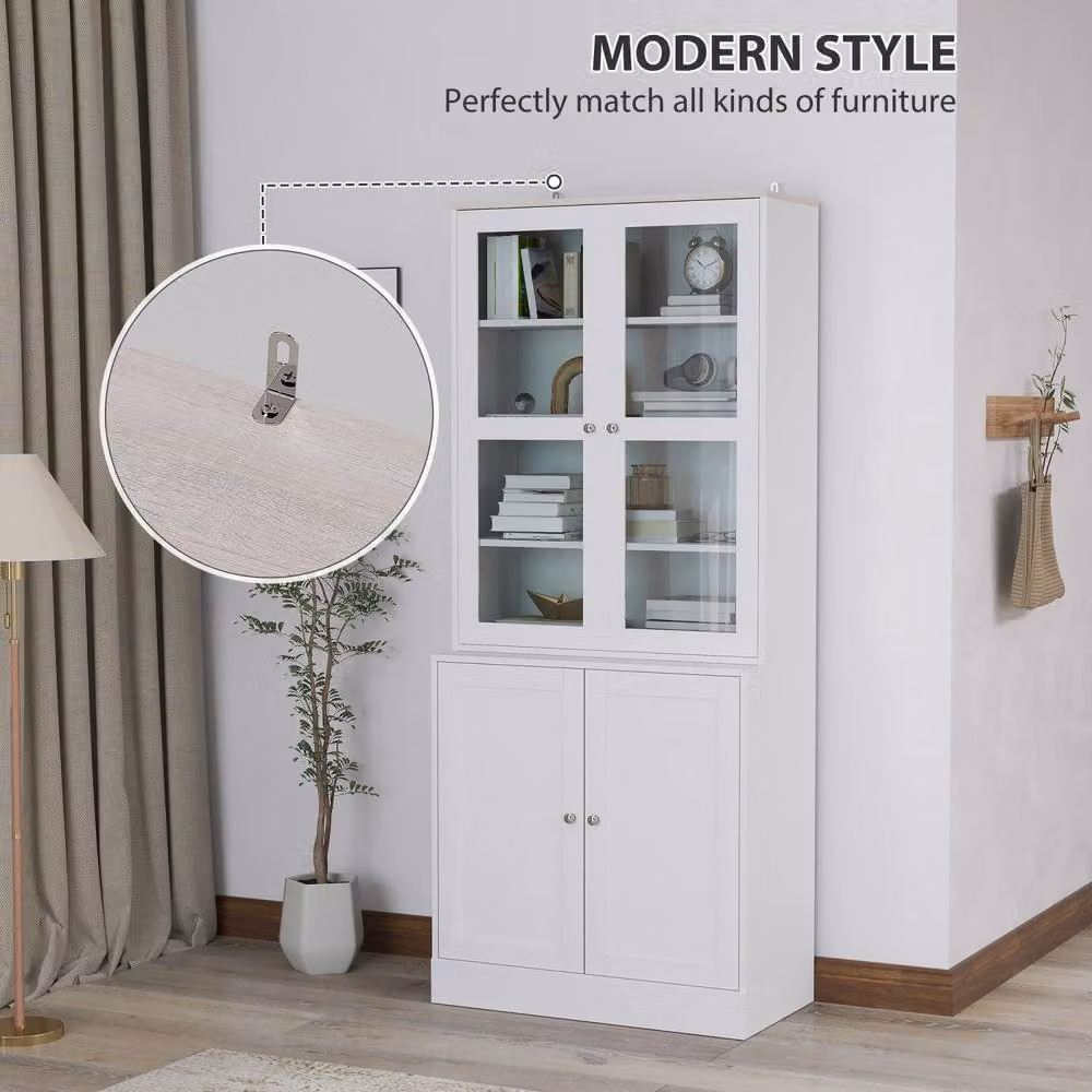Wyld Haus Salu White Glass Front Display Cabinet W: 76 cm, D: 40 cm, H: 178.5 cm – 3