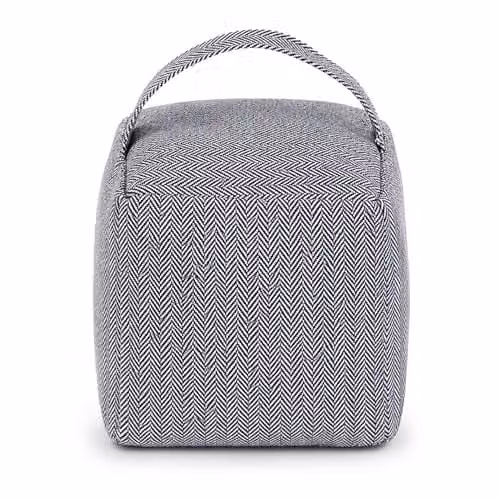 Oypla Herringbone Fabric Heavy Weighted Cube Door Stop with Handle, Grey, W/D/H: 16 x 16 x 16 cm – 4