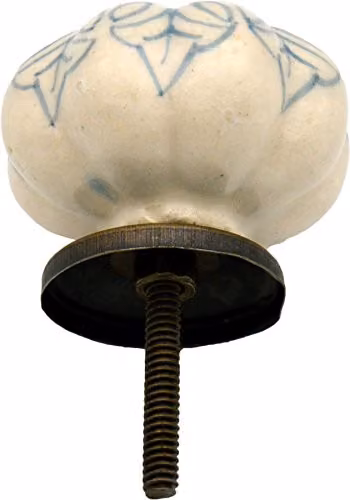 Nicola Spring Floral Ceramic Cabinet Knobs, Grey and Blue, Pack of 12 – 3