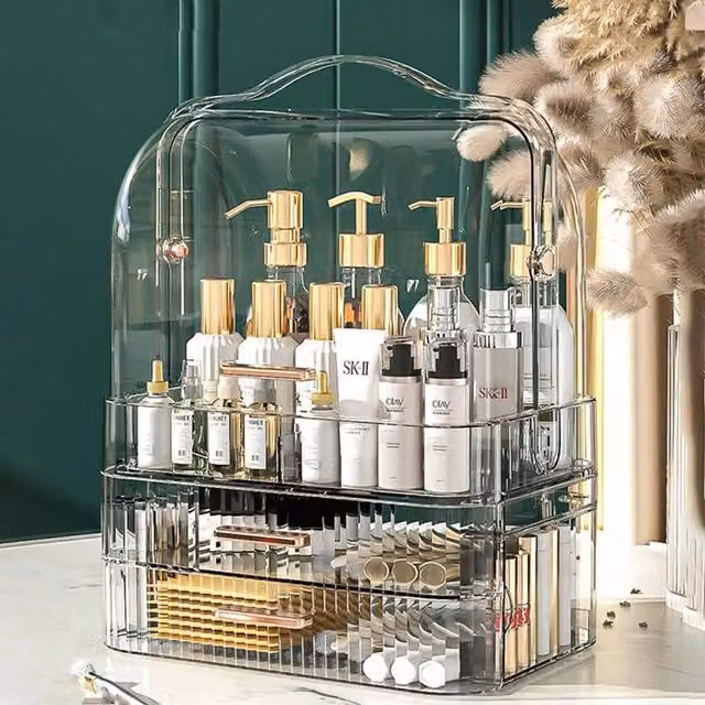 NESTLUNE Large Transparent Acrylic Makeup Organiser and Cosmetic Vanity Case Box
