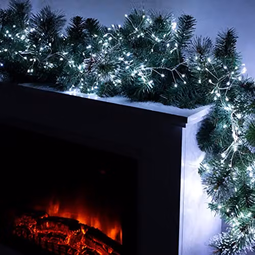 The Christmas Workshop Micro LED Cluster String Lights with Timer, 480 Bright White Lights on Silver Copper Wire for Indoor and Outdoor Use – 4