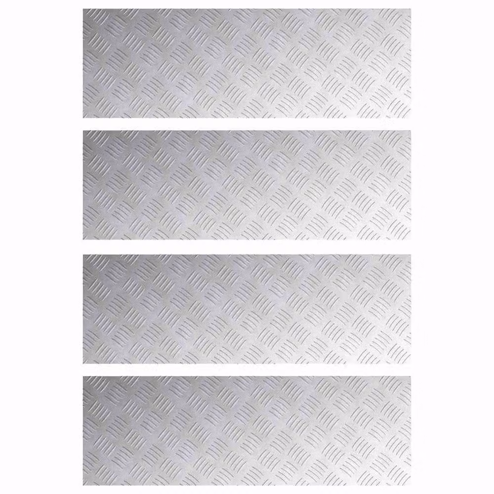 Berkfield Home Grey Aluminium Anti-Slip Checker Plate Sheets, 4 Pack, W: 90 cm x D: 30 cm – 2
