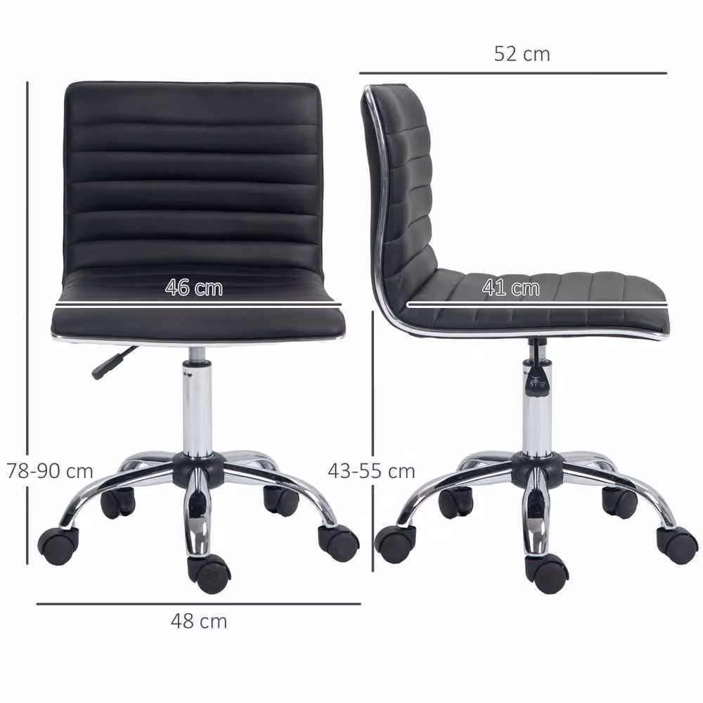 ERGOVEXA Armless Mid-back Task Chair in Black Faux Leather – 2