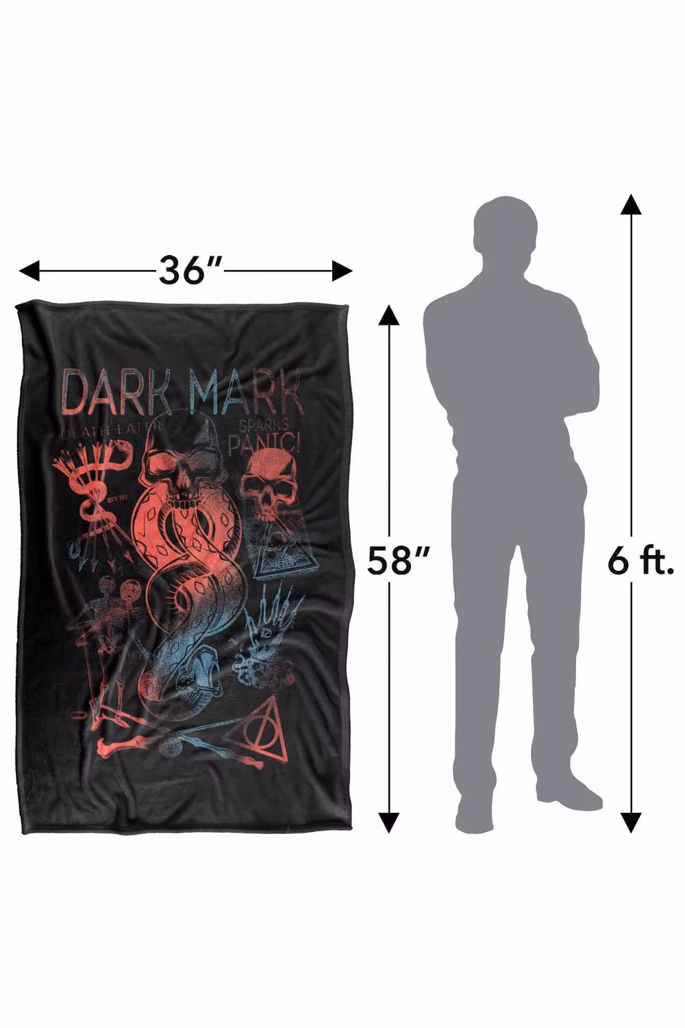 Warner Bros. Harry Potter Dark Mark Sparks Panic Super Soft Fleece Throw Blanket, Multicolour, W: 91 cm, D: 147 cm – 8