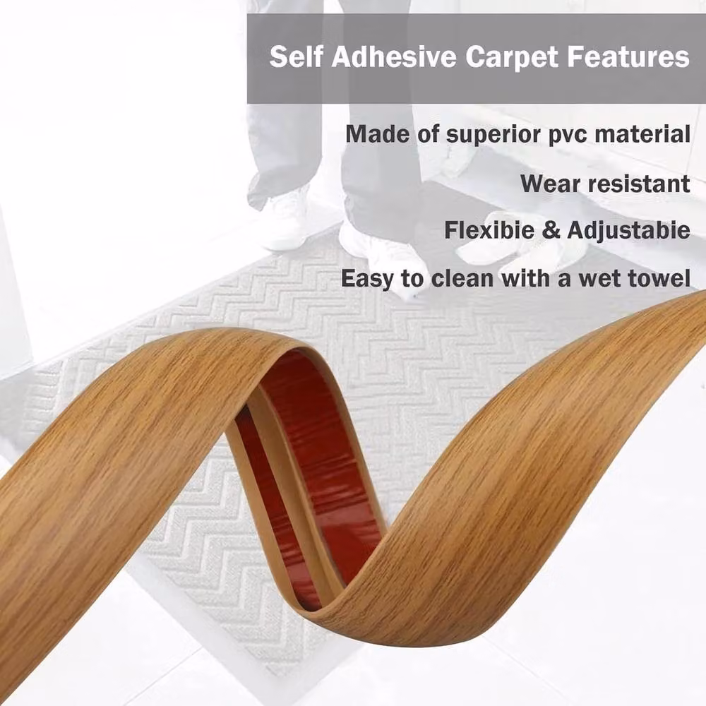NESTLUNE Brown Self-Adhesive PVC Laminate Carpet Floor Edging Transition Bar, W: 52 cm, H: 5.2 cm – 5