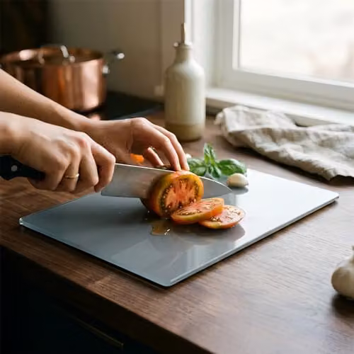 Harbour Housewares Rectangular Glass Chopping Board in Grey, W: 30 cm, D: 20 cm – 6