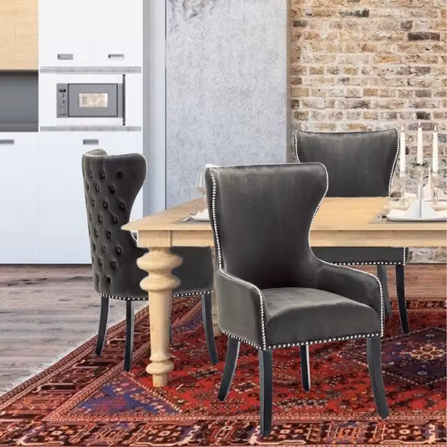 Livingandhome Glamour Velvet Upholstered Dining Chair in Brown or Black