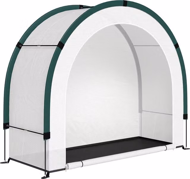 Outsunny Foldable Small Green House with Zipper Door and PE Base, Green, W/D/H: 200 x 80 x 164 cm