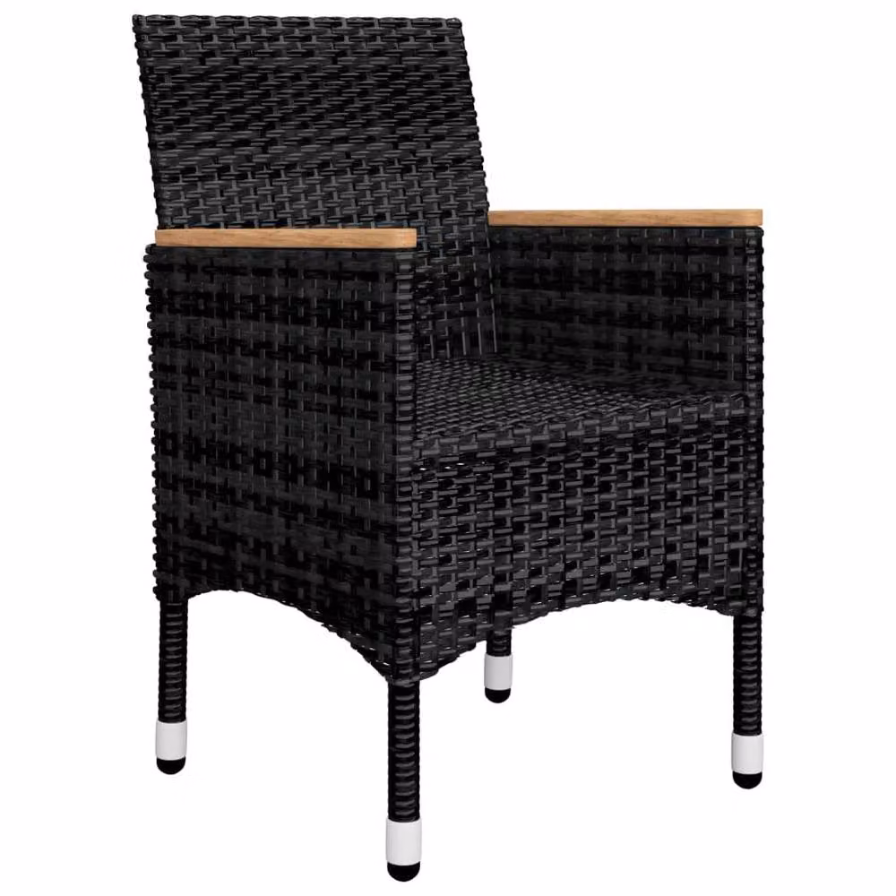 Berkfield Home Beautiful 5 Piece Garden Dining Set with Cushions in Black and White Acacia Wood – 3