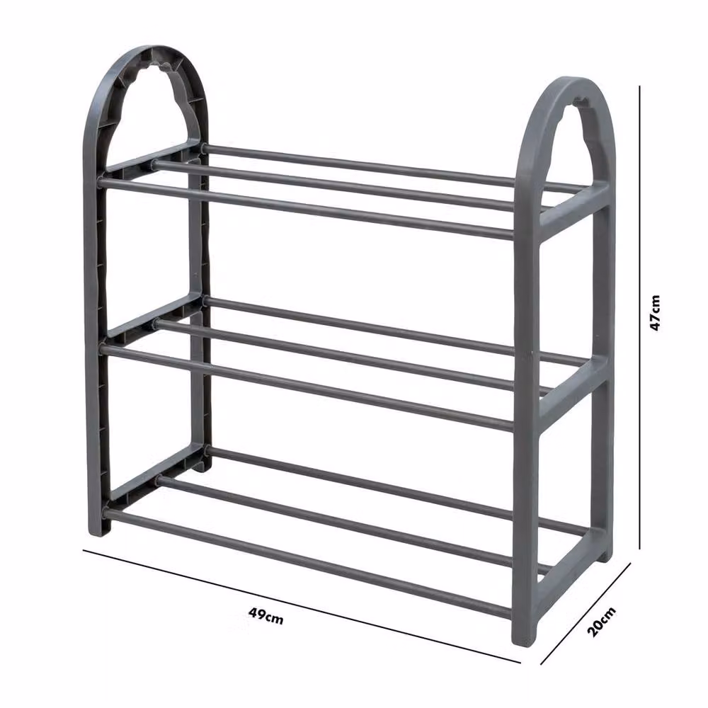 PAWNORA Small Grey Plastic Shoe Rack Storage Shelf – 2
