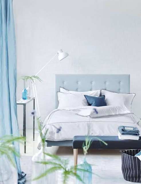 Designers Guild Astor 2 Pack Pure Cotton Percale Pillowcases in Light Blue Mix