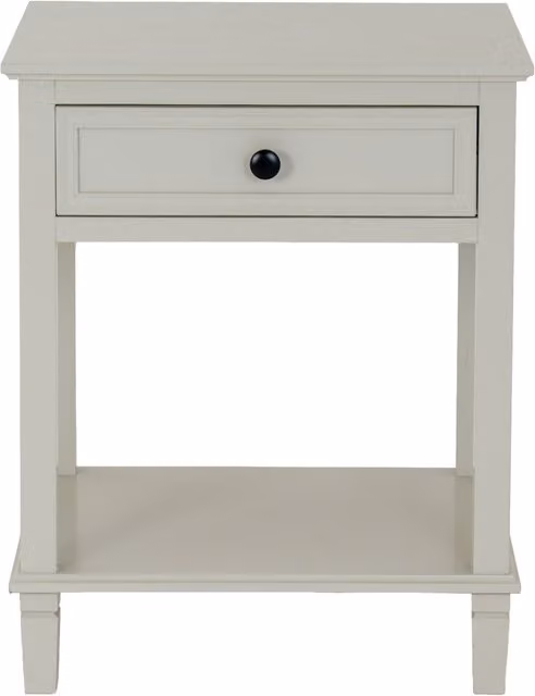 KDMK Belmont Collection One Drawer Side Table in White Lacquered Wood