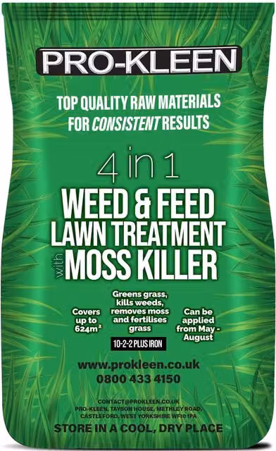 ProKleen 4 in 1 Weed and Feed Lawn Treatment with Moss Killer and NPK Fertiliser, 20kg – 1