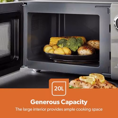 Geepas Retrovive 700W Digital Solo Microwave Oven, 20L, Grey – 3