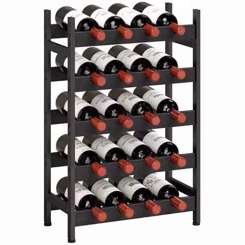 HOMCOM 5-Tier Industrial Freestanding Wine Rack in Black, 20-Bottle Capacity – 1